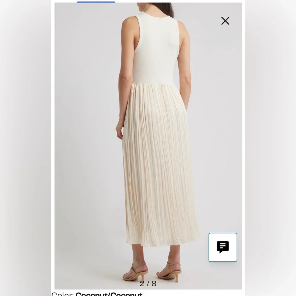Dkny Cream Pleated Sleeveless Midi Dress - Picture 2 of 10